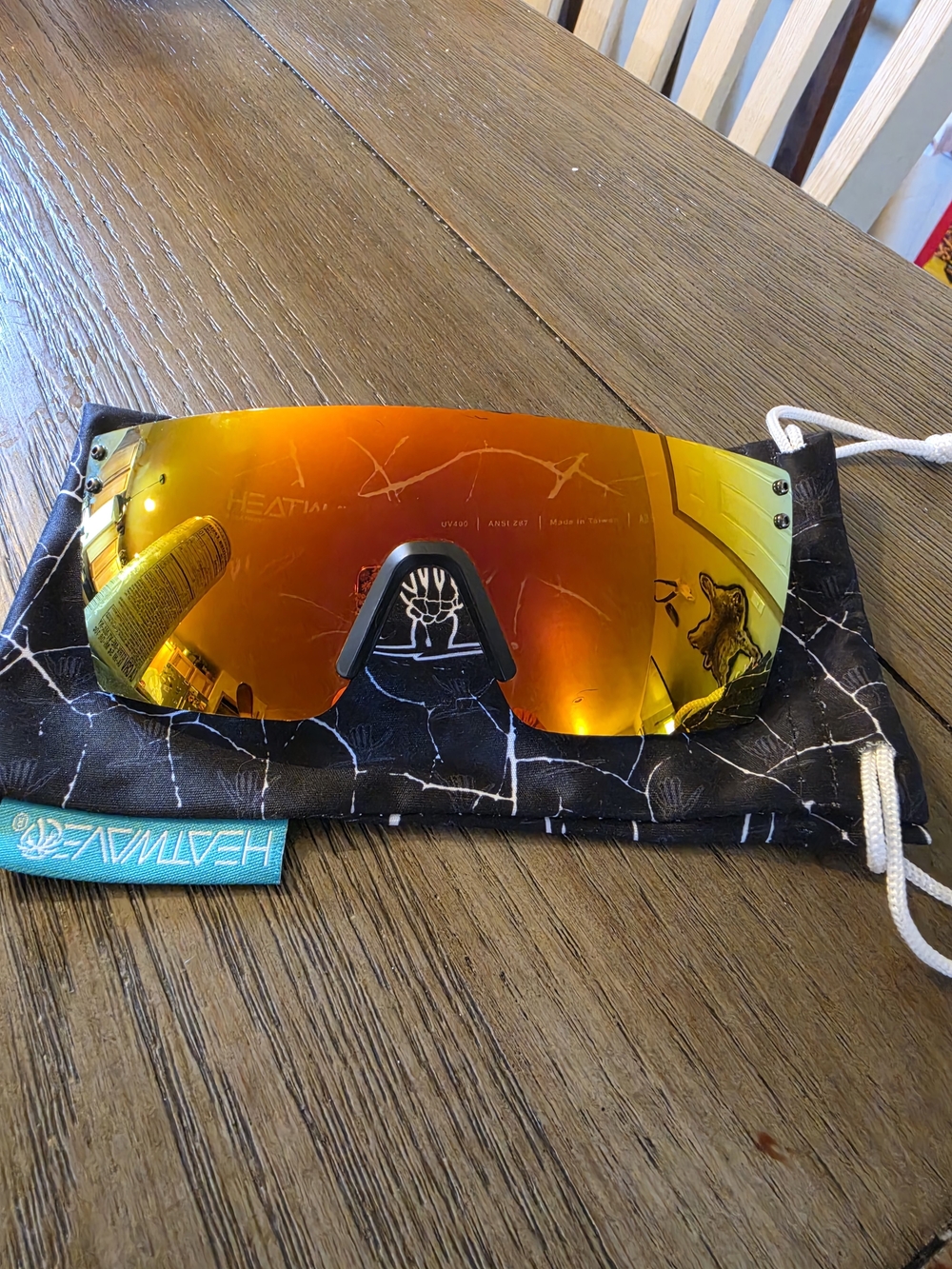 Heatwave Mirrored Orange Visor Sunglass Lens with Protective Pouch